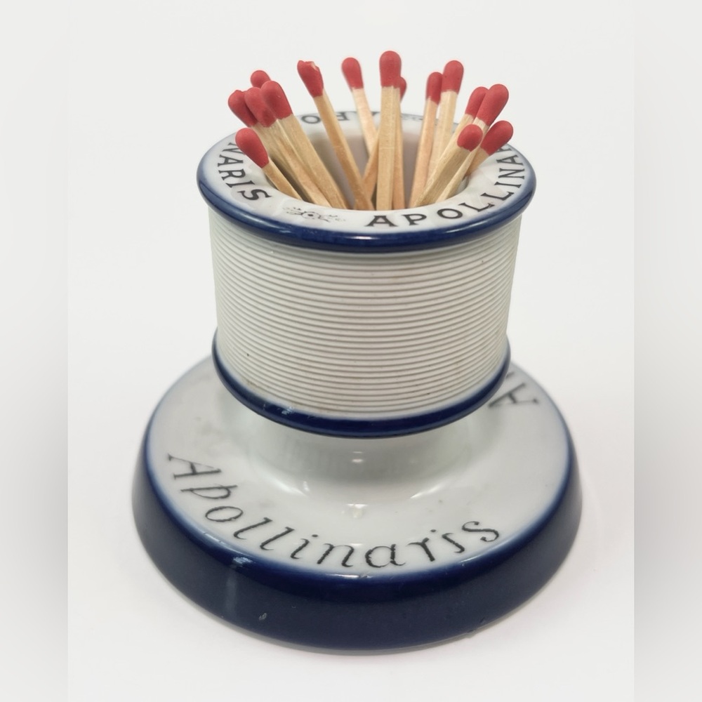 Matchstick Holder with Matches - White and Blue